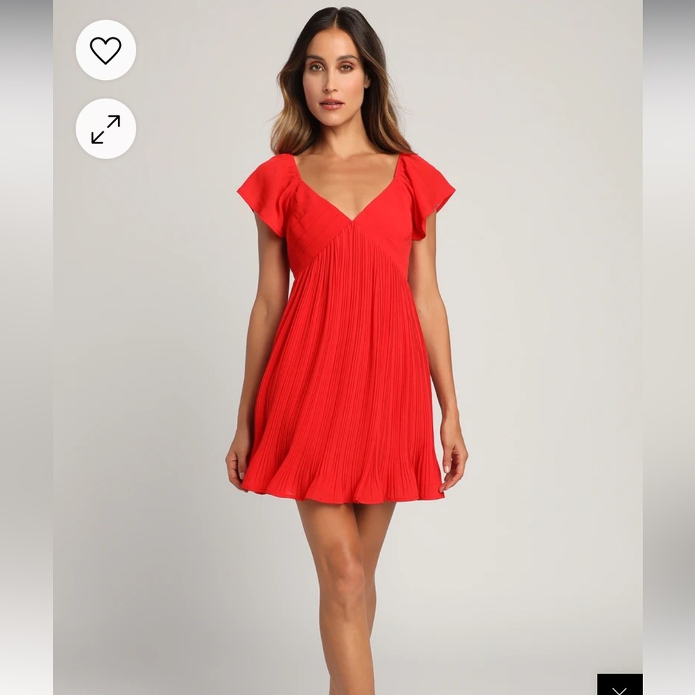 Amalfi Coast Red Pleated Flutter Sleeve Mini Dress Lulus